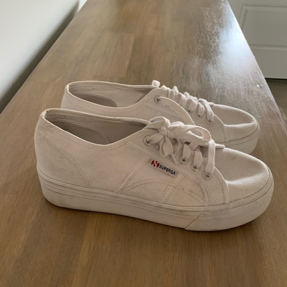 Superga White Canvas Platform Sneaker - Picture 4 of 5